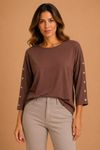 BLUSA AMPLA BOTOES CAFE